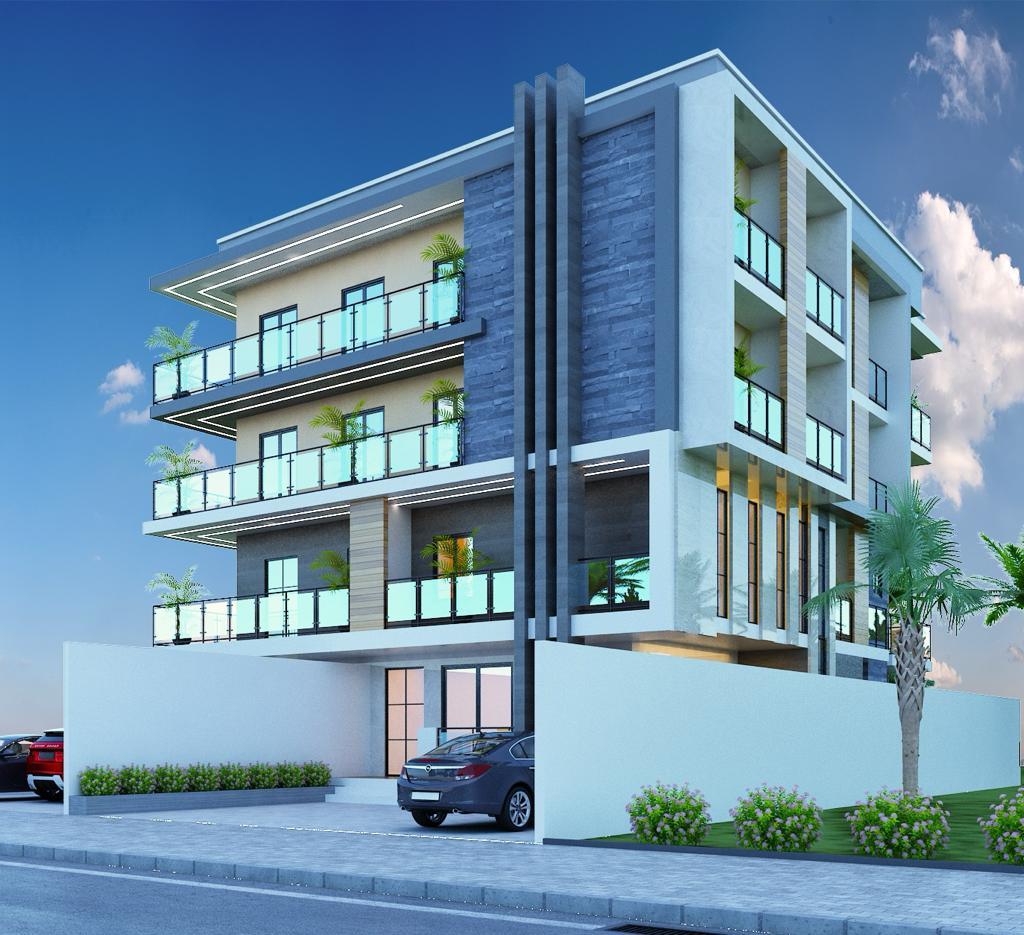 Immeuble résidentiel R+3 avec balcons vitrés et façade contemporaine