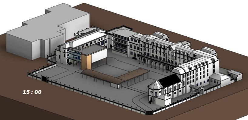 Maquette BIM d'un ensemble immobilier et institutionnel