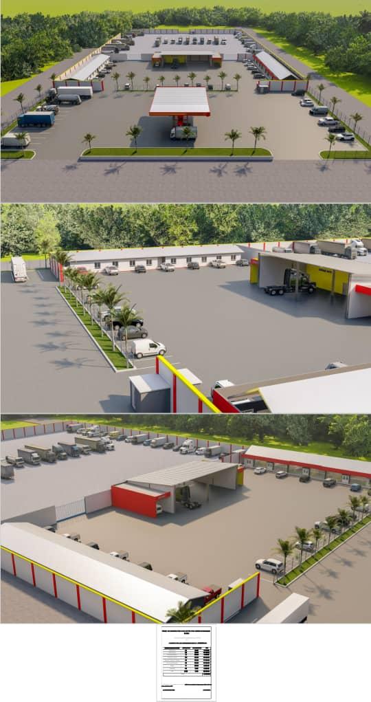 Vues aériennes 3D du Complexe Économique de Longstar et implantation des bâtiments